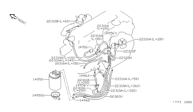 1993 Nissan Sentra CANISTER Assembly-EVAPORATION Diagram for 14950-Q5202