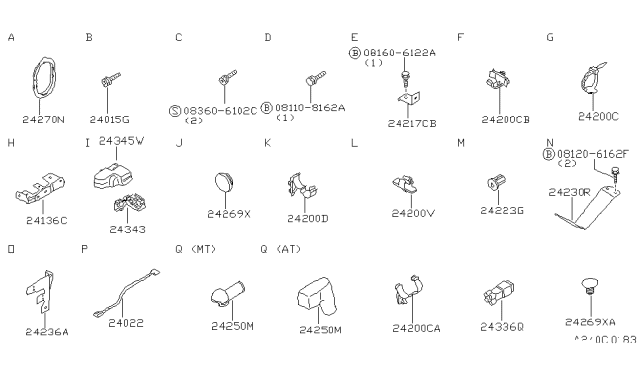 1992 Nissan Sentra Cap-Terminal Diagram for 24360-65Y00