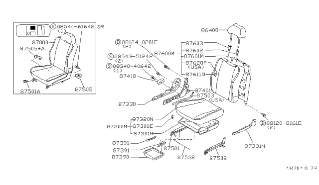 1992 Nissan Sentra Front Seat Diagram 7