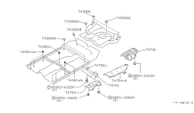 1994 Nissan Sentra Floor Fitting Diagram 2