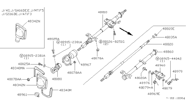 1994 Nissan Sentra Steering Column Diagram 4