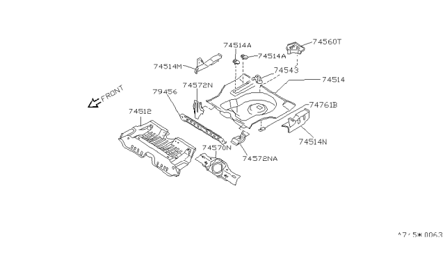 1994 Nissan Sentra Support-Rear Seat Back Diagram for 74520-50Y00