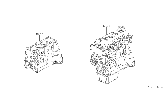 1993 Nissan Sentra Bare & Short Engine Diagram 1