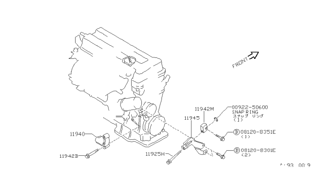 1992 Nissan Sentra Bolt-Adjust Diagram for 11719-53J00