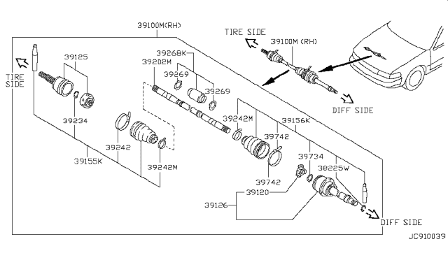 1992 Nissan Sentra Front Drive Shaft (FF) Diagram 3