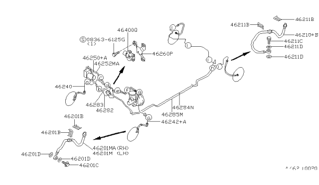 1992 Nissan Sentra Tube Assembly Brake Rear Diagram for 46252-70Y00