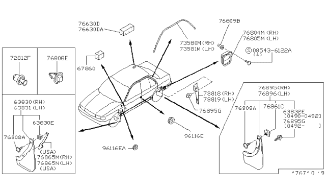 1992 Nissan Sentra WEATHERSTRIP Roof Drip LH Diagram for 76843-50Y01