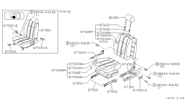 1993 Nissan Sentra Front Seat Diagram 3