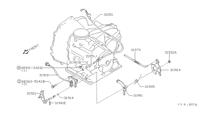 1991 Nissan Sentra Washer Lock Diagram for 31053-01X00