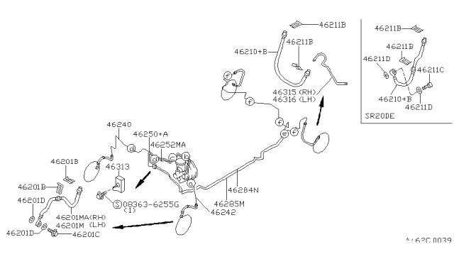 1992 Nissan Sentra Brake Piping & Control Diagram 4