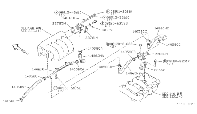 1992 Nissan Sentra Clip-Harness Diagram for 24239-57Y11