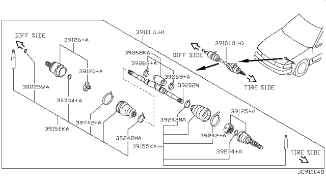 1991 Nissan Sentra Front Drive Shaft (FF) Diagram 1