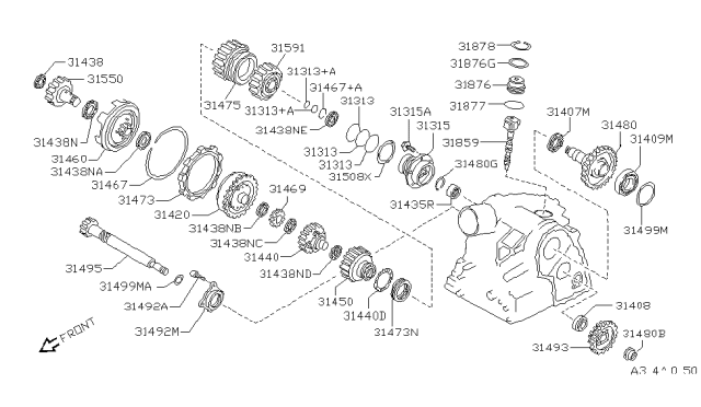1991 Nissan Sentra Bearing-Needle,Thrust Diagram for 31455-31X01