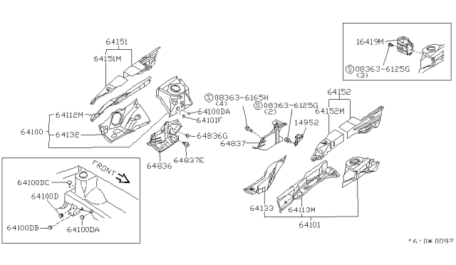 1992 Nissan Sentra Reinforcement-Hoodledge,LH Diagram for 64181-66Y00