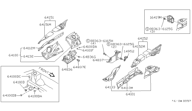 1992 Nissan Sentra Reinforcement-Hoodledge,LH Diagram for 64181-65Y00