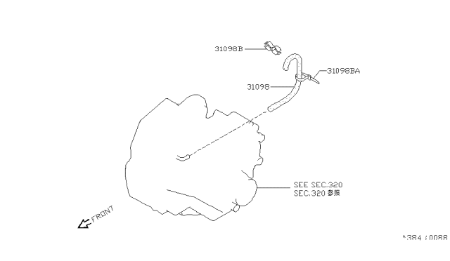 1993 Nissan Sentra Breather Piping (For Front Unit) Diagram 2