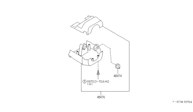 1992 Nissan Sentra Cover Set-Steering Column Diagram for 48470-65Y01