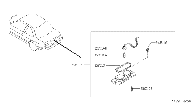 1994 Nissan Sentra Harness Assembly-Licence Lamp Diagram for 26251-50J00