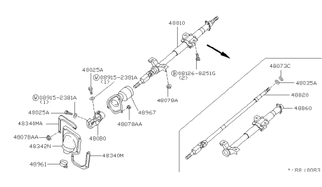 1993 Nissan Sentra Steering Column Diagram 3