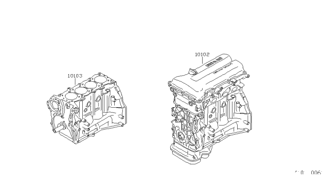 1993 Nissan Sentra Engine Assy-Bare Diagram for 10102-89Y50
