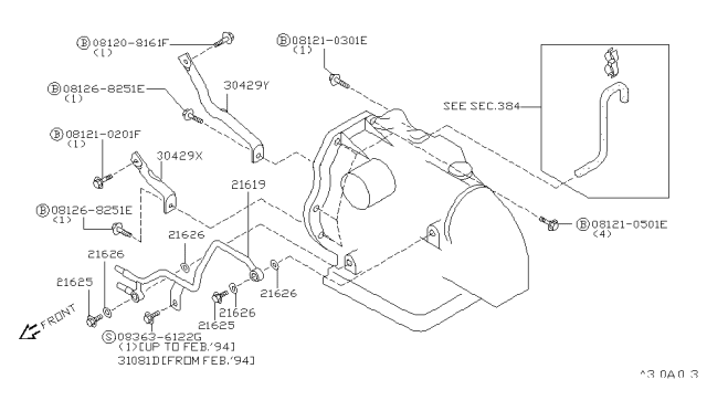 1993 Nissan Sentra Auto Transmission,Transaxle & Fitting Diagram 6