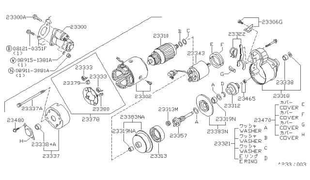 1991 Nissan Sentra Motor Assy-Starter Diagram for 23300-62C00