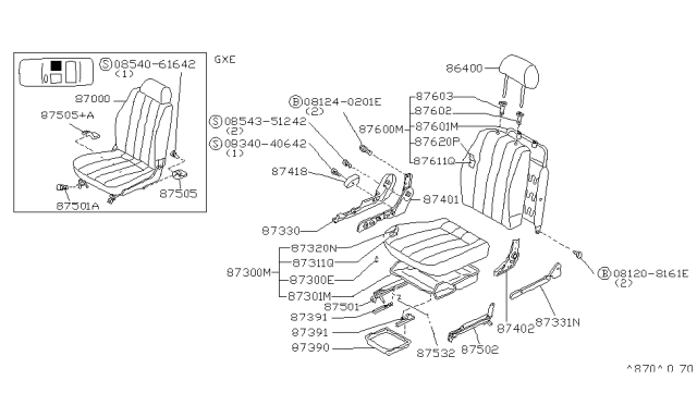 1992 Nissan Sentra Rail-Under Tray Diagram for 87391-55Y00