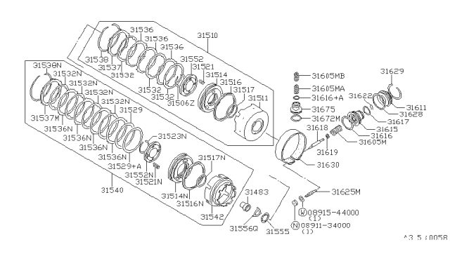 1992 Nissan Sentra Band Assembly-Brake Diagram for 31630-31X01