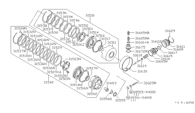 1993 Nissan Sentra Clutch & Band Servo Diagram 3