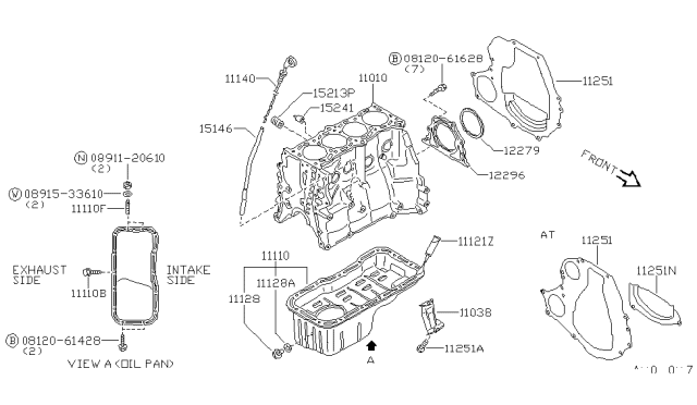 1992 Nissan Sentra Cylinder Block & Oil Pan Diagram 3