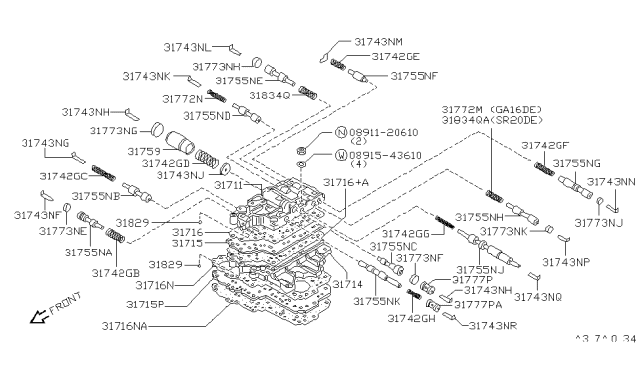 1993 Nissan Sentra Spring-Valve Diagram for 31742-31X07