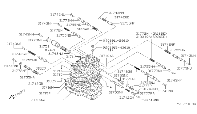 1993 Nissan Sentra Plate-Separator Diagram for 31719-31X06