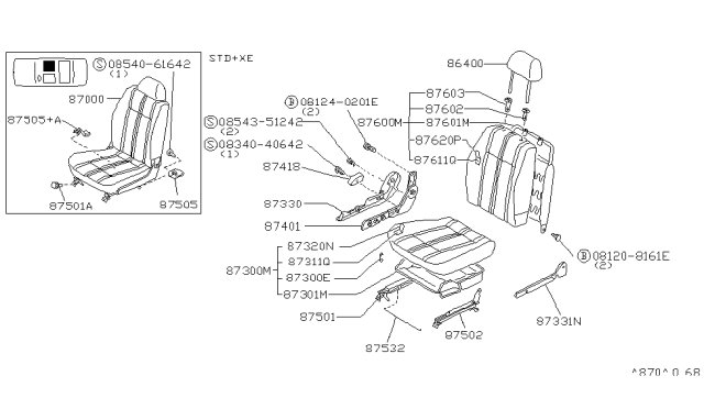 1991 Nissan Sentra Front Seat Diagram 7