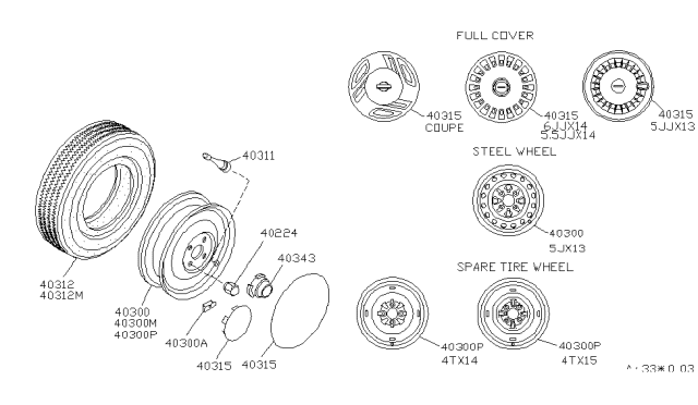 1991 Nissan Sentra Road Wheel & Tire Diagram 2