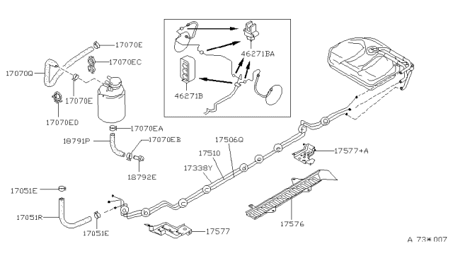 1992 Nissan Sentra Hose-Drain,Canister Diagram for 18791-65Y00