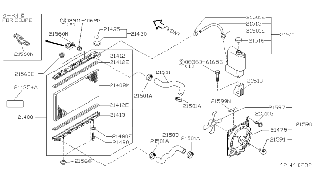 1994 Nissan Sentra Radiator,Shroud & Inverter Cooling Diagram 2