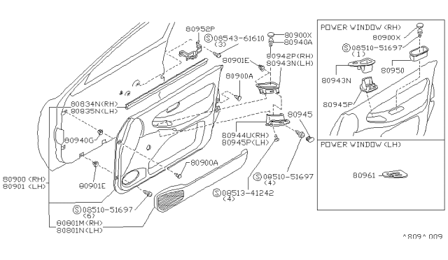 1992 Nissan Sentra Cap-Armrest,Front RH Diagram for 80944-50Y00