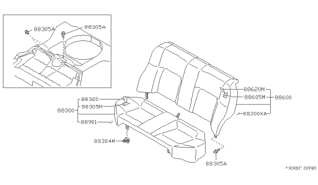 1992 Nissan Sentra Rear Seat Diagram 4