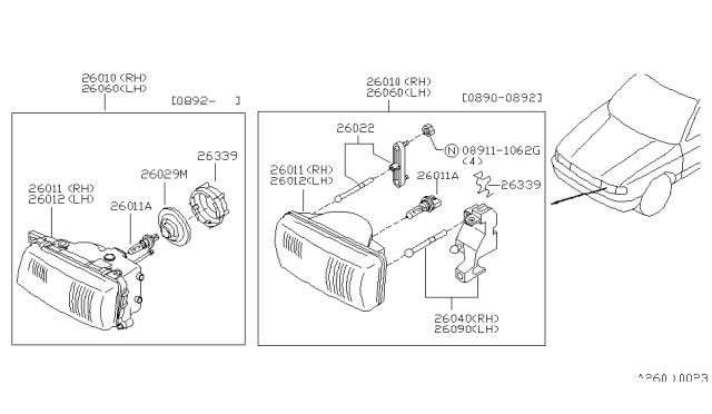 1993 Nissan Sentra Headlamp Diagram 1