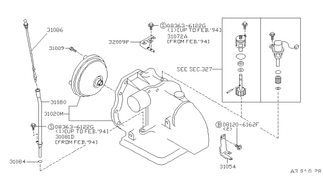 1992 Nissan Sentra Auto Transmission,Transaxle & Fitting Diagram 3