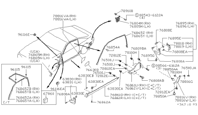 1993 Nissan Sentra Drafter-Air,Rear Fender RH Diagram for 76804-61Y00