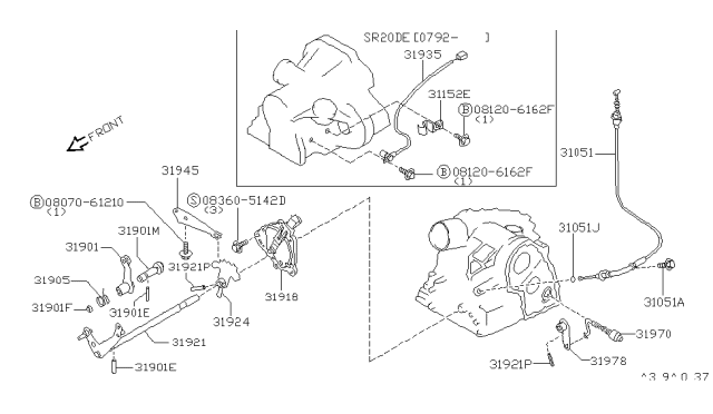 1991 Nissan Sentra Control Switch & System Diagram 1