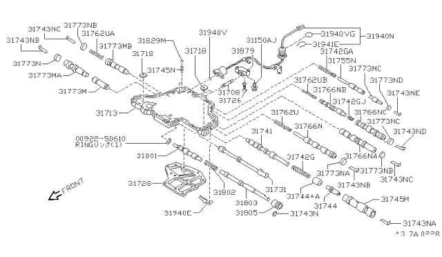1992 Nissan Sentra Valve-1ST & 2ND Control Diagram for 31766-31X14