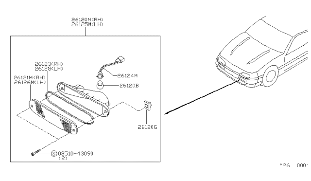 1991 Nissan Sentra Lens-Front Turn Signal Lamp,LH Diagram for 26136-61Y00