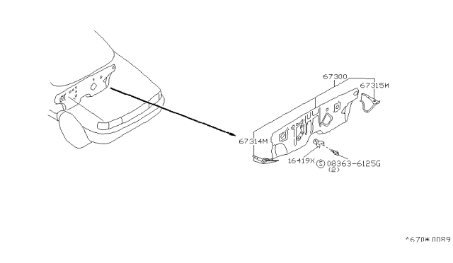 1992 Nissan Sentra Dash Panel & Fitting Diagram