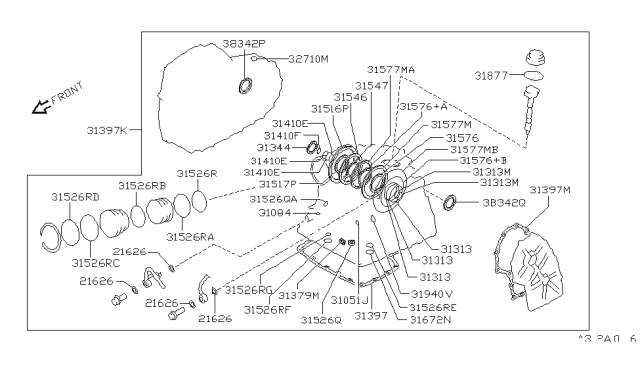 1993 Nissan Sentra Gasket & Seal Kit-Auto Transmission Diagram for 31397-32X90