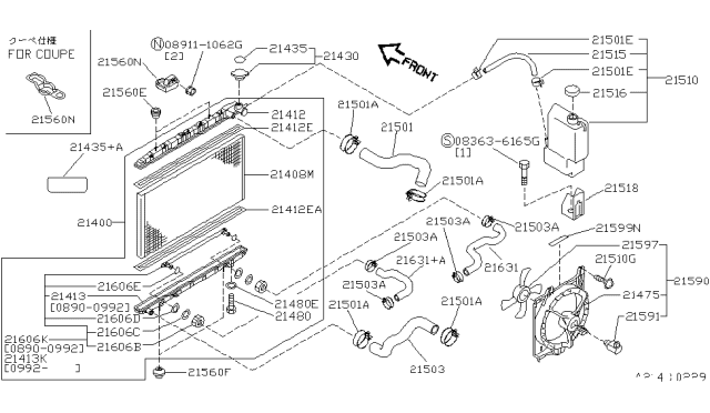 1993 Nissan Sentra SHROUD Assembly Diagram for 21483-59Y00