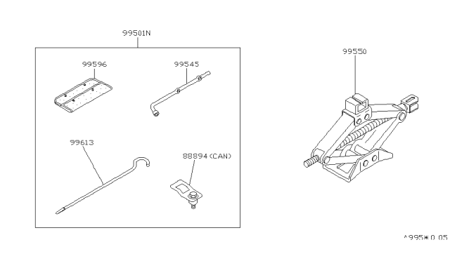 1993 Nissan Sentra Jack Complete Diagram for 99550-Q5600