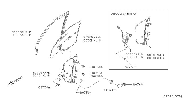 1993 Nissan Sentra Front Door Window & Regulator Diagram 1