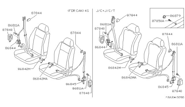 1992 Nissan Sentra Cover-Retractor Diagram for 87840-56C00